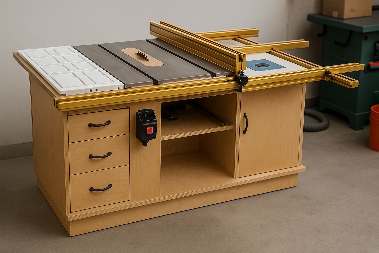 Mekaniker inspekterar en stor, begagnad industrimaskin i en verkstad.